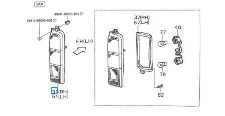 Achterlicht unit Daihatsu / Porter VAN - Rechts - AKTIE