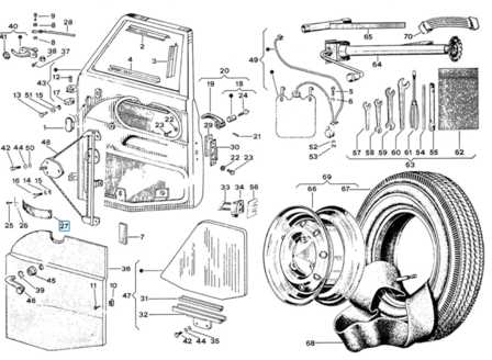 Deurvanger Ape50  + Vespacar P2 + Apecar P501-P601 - imitatie
