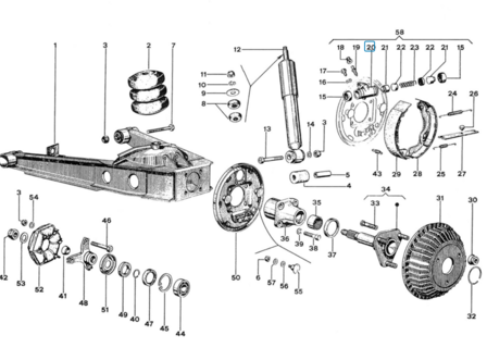 Wielremcilinder Vespacar P2 + Apecar P501 - P601 - achterzijde - AKTIE