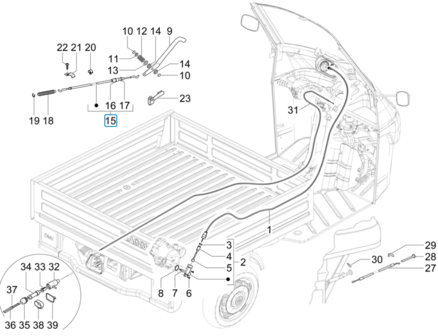 Achteruitversnelling kabel Ape50