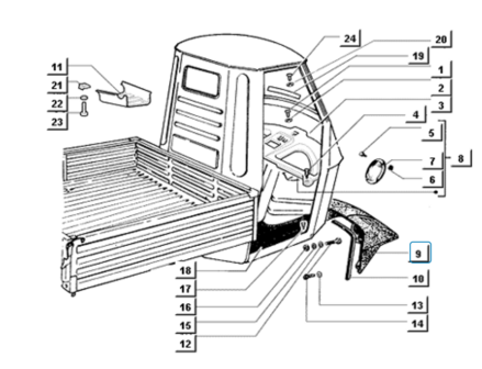 Voorspatbord Ape50 huidig model - Zwart