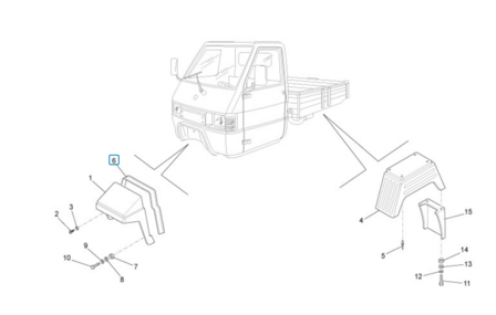 Voorspatbordrubber ApeTM +  Calessino Diesel + Apecar P501-P601 - AKTIE