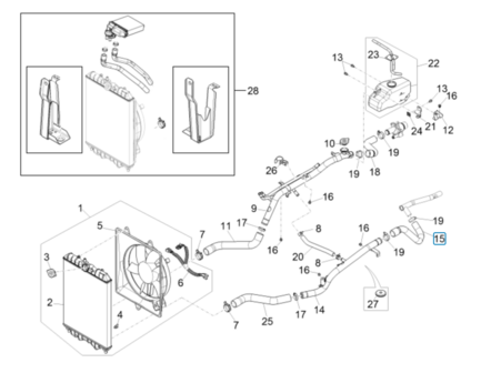 Koelslang aan onderste koelbuis Porter 1.3 E5 