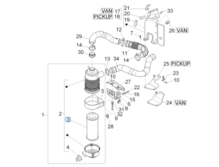 Luchtfilter element Porter Multitech 1.3 E5 + E6 - imitatie