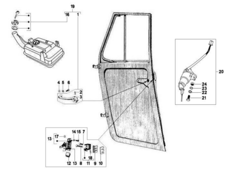 Deursloten set + tankdop compleet Ape Classic