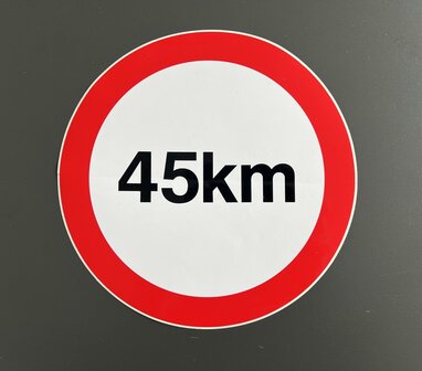 45km. sticker sign 20cm.