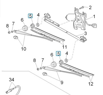 Rubber doorvoer - ring ruitenwisser as Porter Benzine en Dieselversies