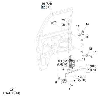 Deurgreep buitenzijde Portier Porter - Voorzijde - Links