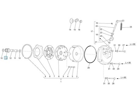 Koppelingstandwiel ApeTM + Vespacar P2 - 23 tands - AKTIE