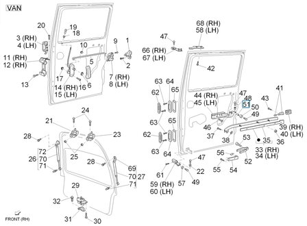 Bus - afstandshouder in kogellager - rail schuifdeur Daihatsu / Porter VAN
