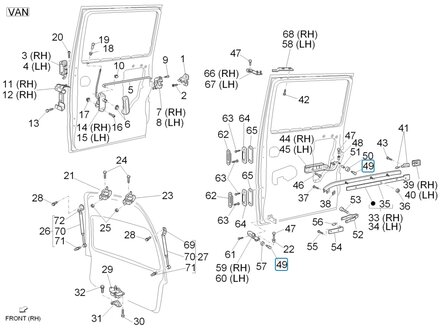 Bout schuifdeur Daihatsu / Porter VAN