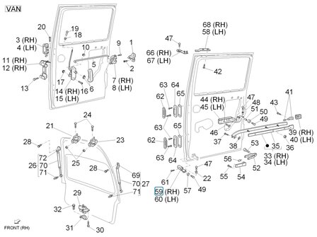 Lower arm sliding door Daihatsu / Porter VAN - Right