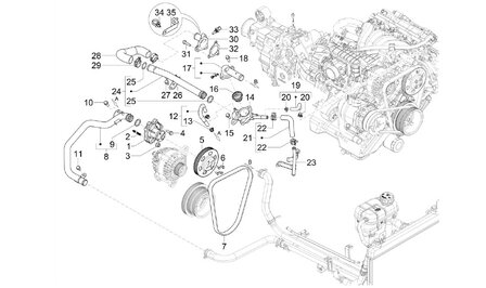 O-ring koelbuis waterpomp Porter 1.3 E6 + Porter NP6 1.5