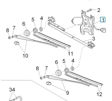 Ruitenwissermotor Porter Multitech Benzine 1.3 E5 + E6 + D120 Diesel 1.2 - AKTIE