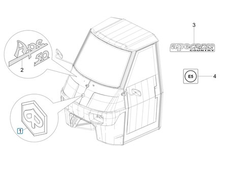 Embleem / logo op voorfront Ape50 EU4 - AKTIE