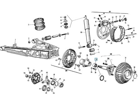 Naaldlager achteras Calessino + Vespacar P2 + Ape Classic + Apecar P501-P601 - AKTIE