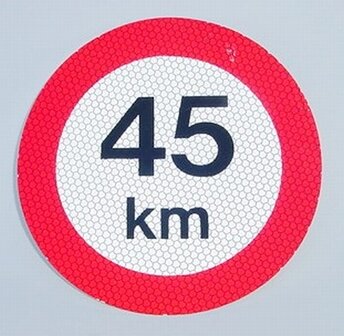 45km reflecting sticker sign