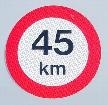 45km sticker reflecterend 20cm. diameter