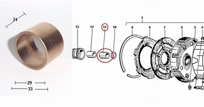 Brass clutch bearing bushing clutch ApeTM + Vespacar P2 Apecar P501-P601