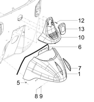 Front fender  Calessino 200 / Ape Classic Fly E2 - Grey