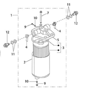 Complete Fuel filter - housing Ape Diesel 422cc + 400cc