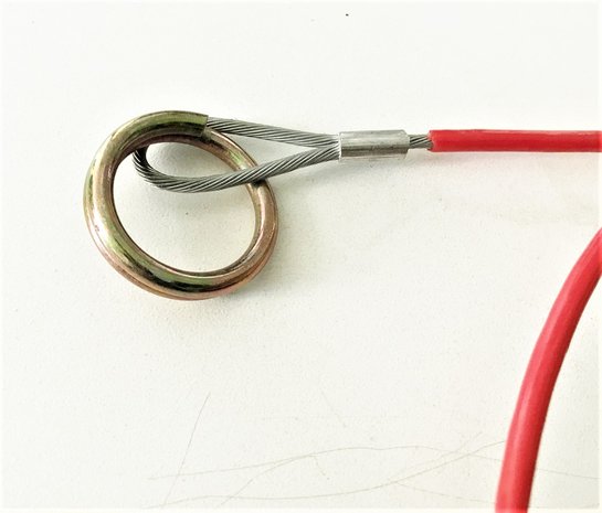 Breekkabel 1mtr. rood + ring Ape Aanhanger 