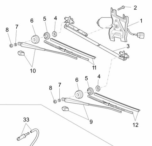 Wiper mechanism windscreen Porter