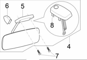 Rear view mirror with light unit in cabin Porter E5 + E6 + D120 1.2 Diesel