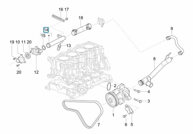 Koelbuis met aansluiting temperatuur sensor Porter Multitech 1.3 E5