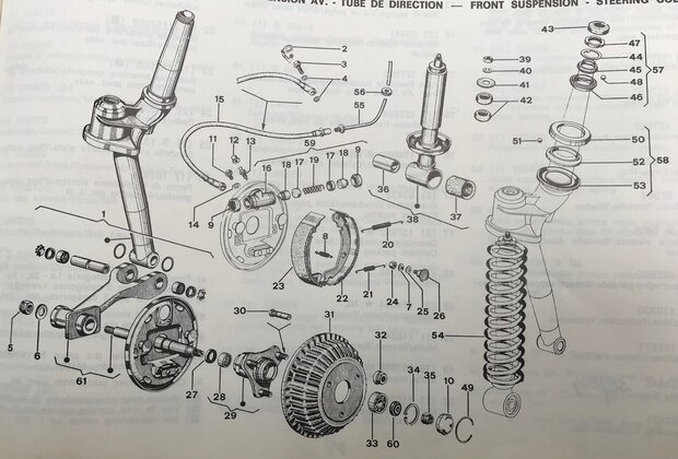 Swing pin rocker arm revision set Vespacar P2 + Calessino + Apecar P501-p601 +  Ape Classic - imitation