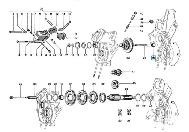 Needle bearing front wheel axle Ape50 + Gearbox bearing ApeTM + Vespacar P2 + Apecar P501-P601