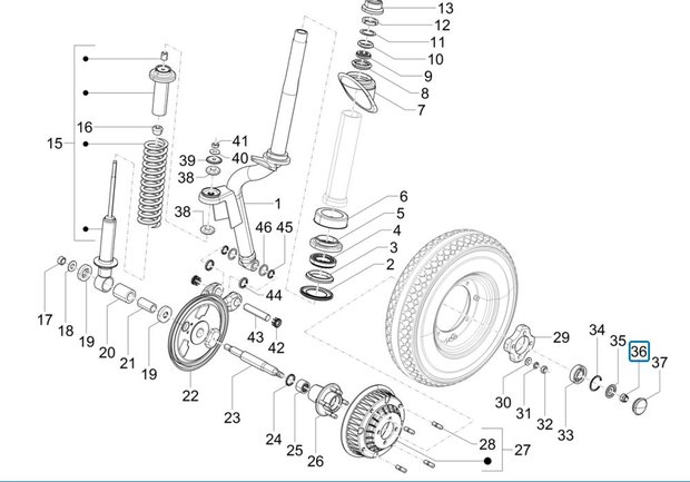 Nut front and rear axle Ape50 + Calessino + Vespacar P2 + Ape Classic + ApeTM