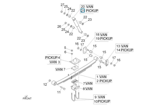 Schokdemper Daihatsu / Porter Pick-up  - Achterzijde - AKTIEPRIJS