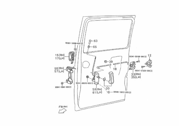 Guide locking pin mechanism door Daihatsu / Porter