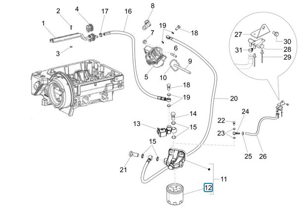 Brandstoffilter Quargo 750cc Diesel