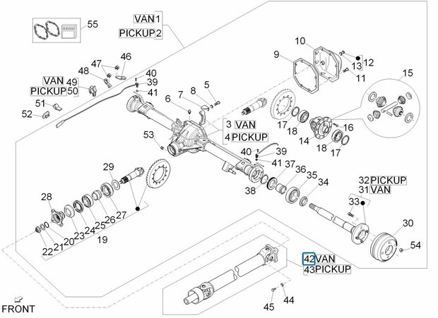 Drive shaft Porter Multitech 1.3 - VAN - imitation