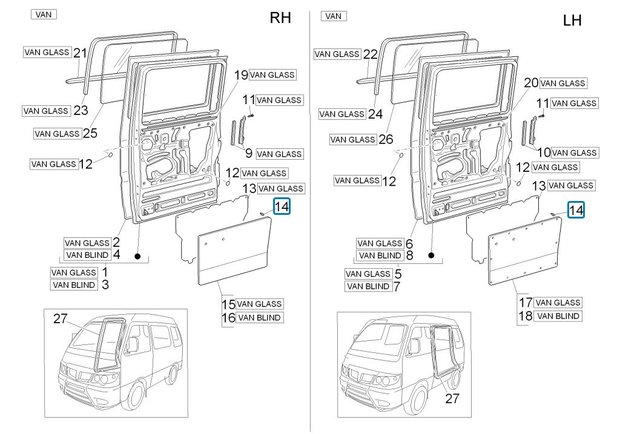 Bekledingsklem zijpanelen binnenzijde Daihatsu / Porter