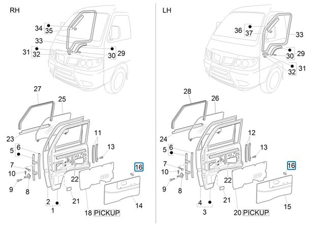 Bekledingsklem zijpanelen binnenzijde Daihatsu / Porter