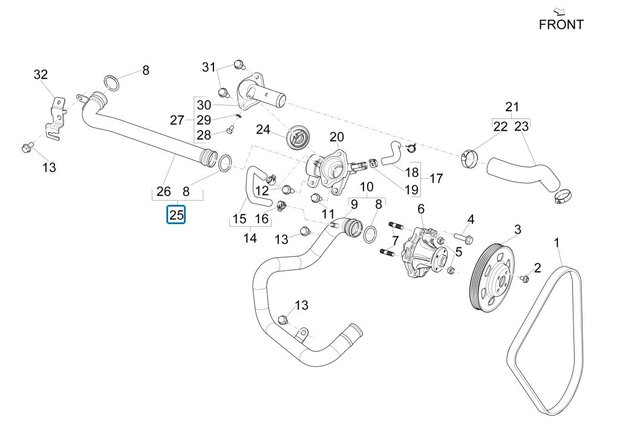 Cooling tube mounted on thermostat housing Porter Multitech 1.3 E6