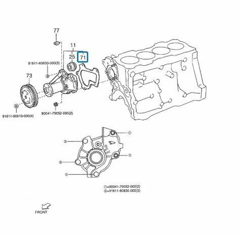 Pakking waterpomp Daihatsu / Porter 1.3