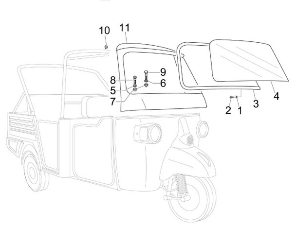 Upper cabin front  - windscreen Calessino 