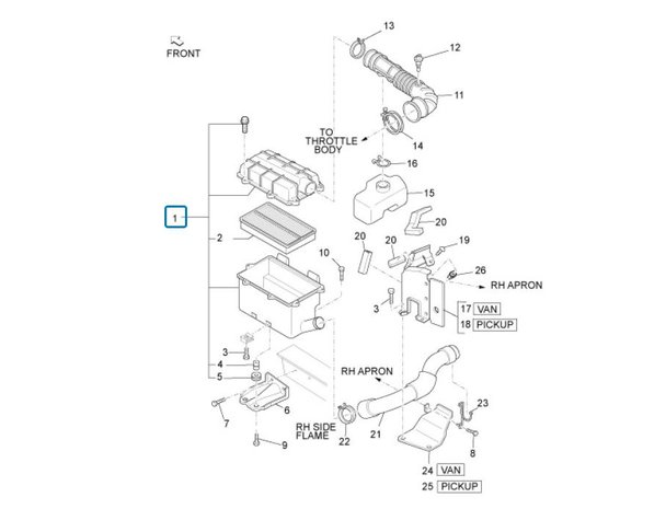 Luchtfilterhuis compleet Daihatsu / Porter 1.3i