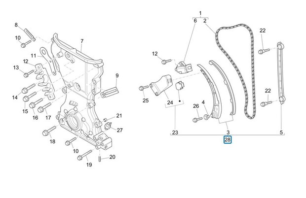 Distribution chain tensioner kit Porter Multitech 1.3 E5 - imitation