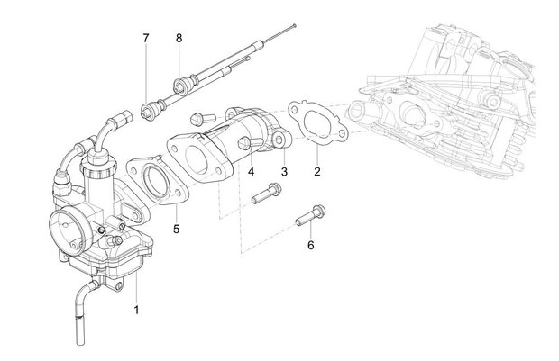 Gasket inlet carburettor - inlet manifold carburettor Calessino 200 E2