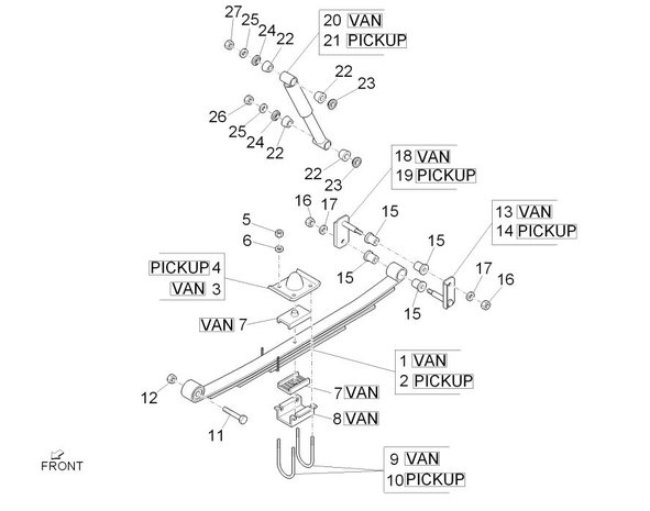 Schokdemper Daihatsu / Porter VAN - Achterzijde