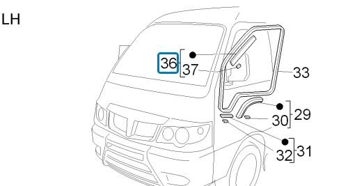 Afwateringstrip in portier Daihatsu / Porter - Links