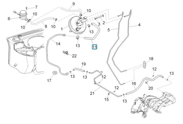 Vacuum hose to master brake cylinder Porter