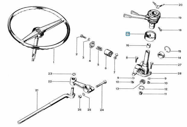 Kunstof ring onder stuurkolomschakelaar Vespacar P2