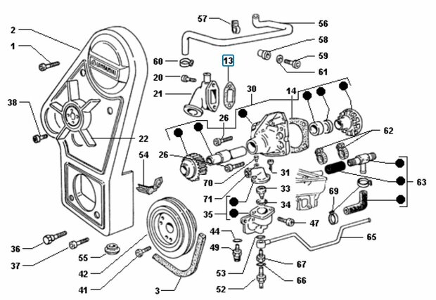 Pakking tussen koelwaterflens en waterpomp Daihatsu / Porter 1.4 Diesel