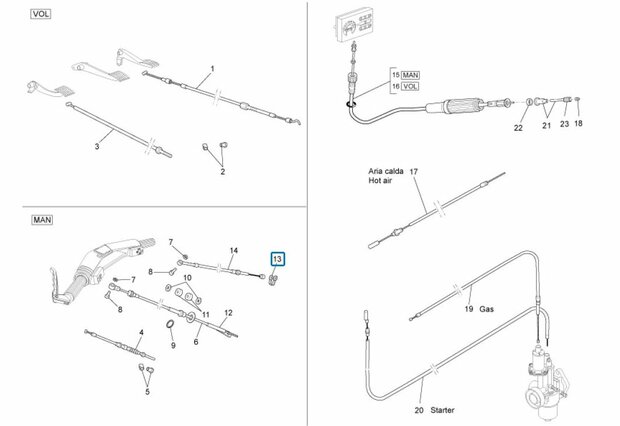 Bevestigingsklem gaskabel ApeTM + Vespacar P2 + Apecar P501-P601